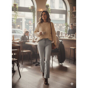 MOTHER SUPERIOR The Tripper Chew Hem High Rise Off White Jeans Womens Size 27